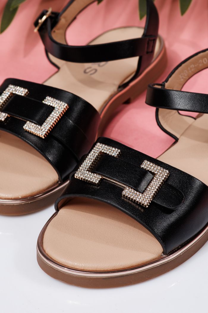Sandale fete negre din piele ecologica Lila #21972