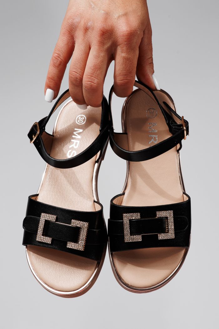 Sandale fete negre din piele ecologica Lila #21972