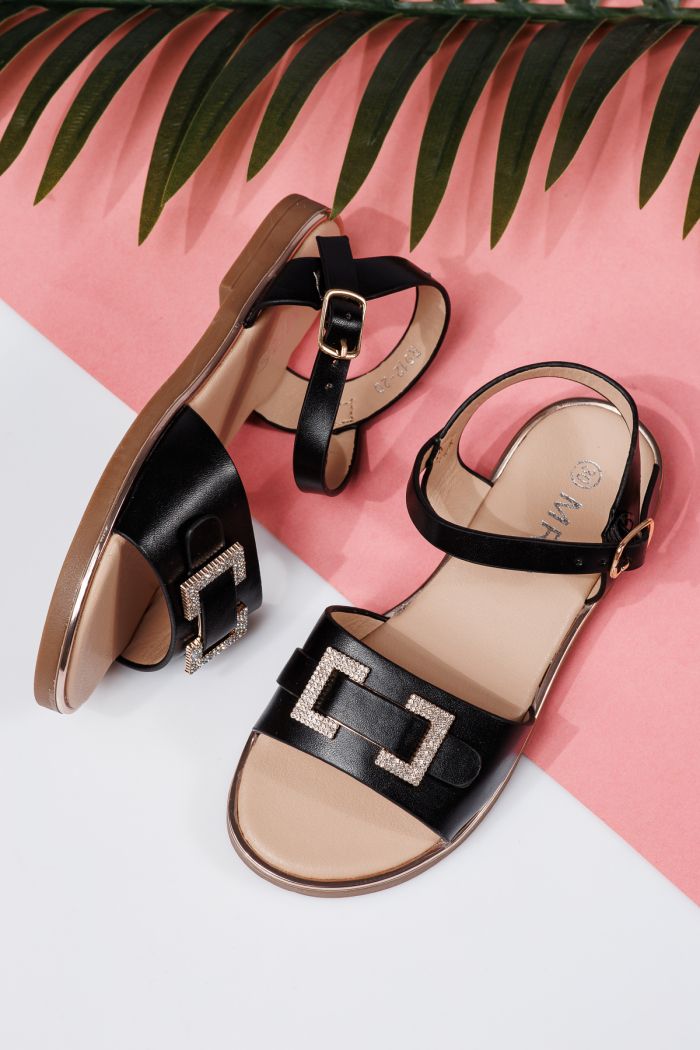 Sandale fete negre din piele ecologica Lila #21972