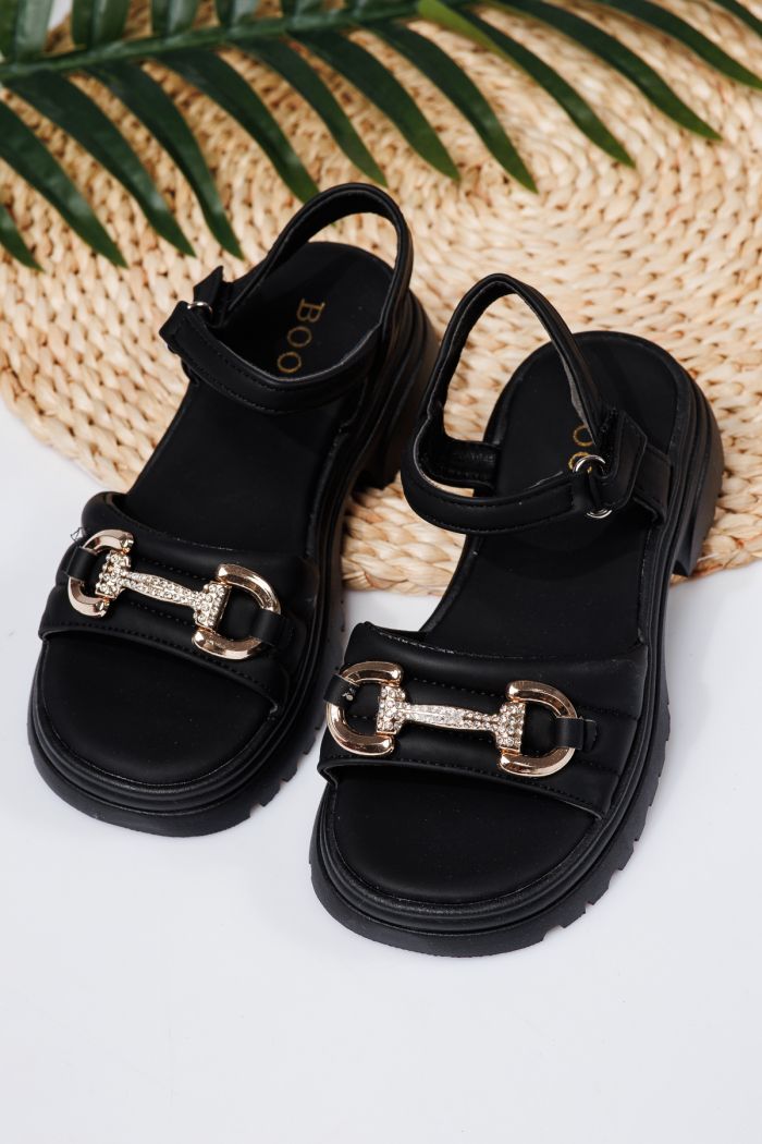 Sandale fete negre din piele ecologica Camille #21929