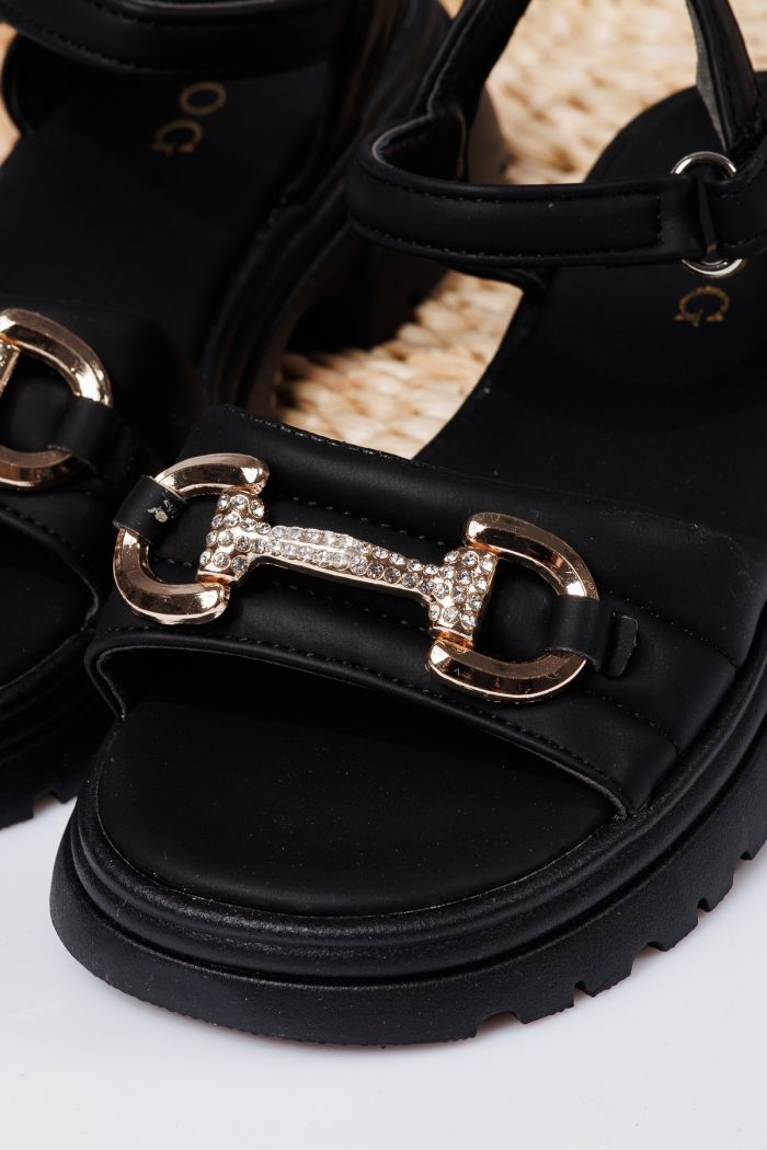 Sandale fete negre din piele ecologica Camille #21929