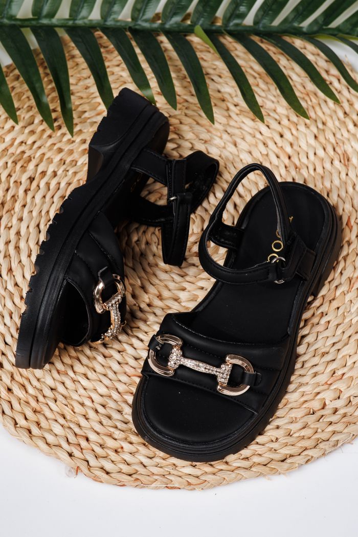 Sandale fete negre din piele ecologica Camille #21929