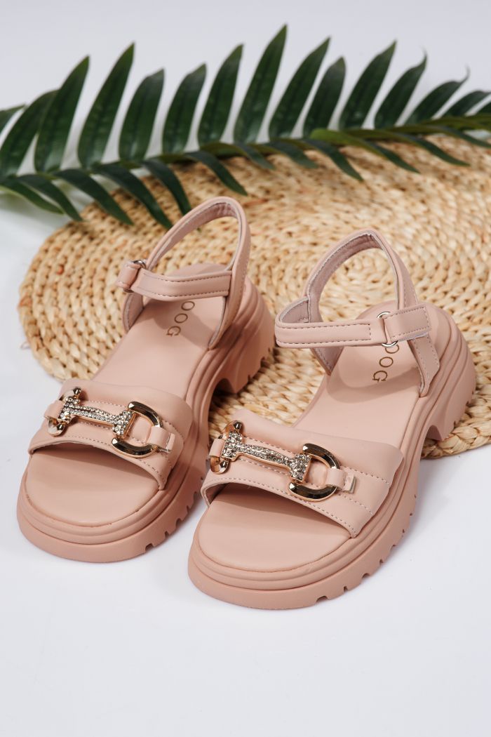 Sandale fete roz din piele ecologica Camille #21927