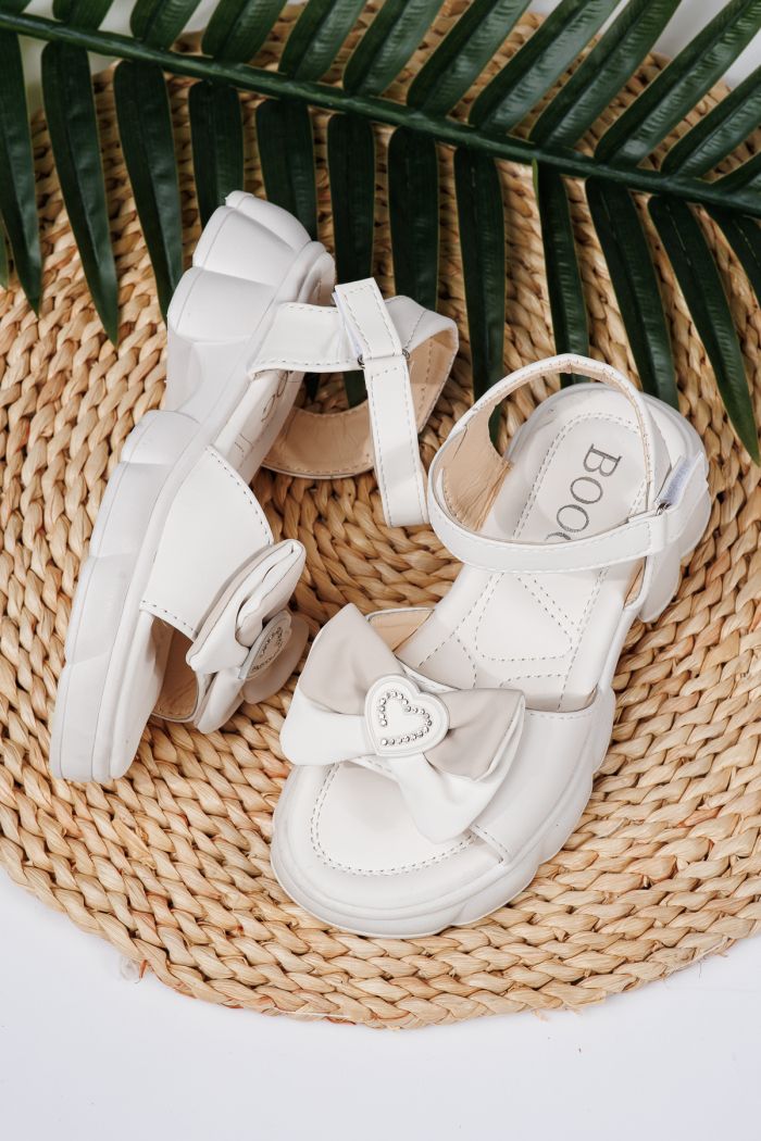 Sandale fete albe din piele ecologica Aria2 #21763