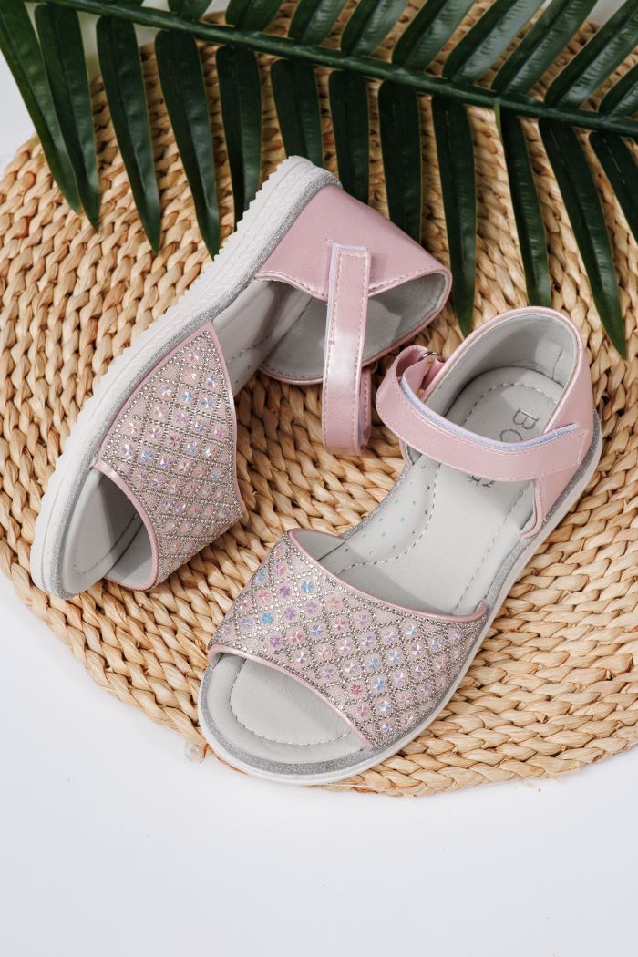 Sandale fete roz din piele ecologica Yara2 #21733