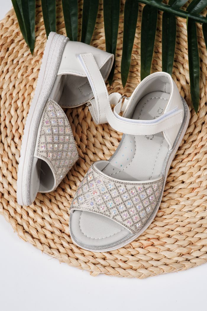 Sandale fete albe din piele ecologica Yara2 #21734