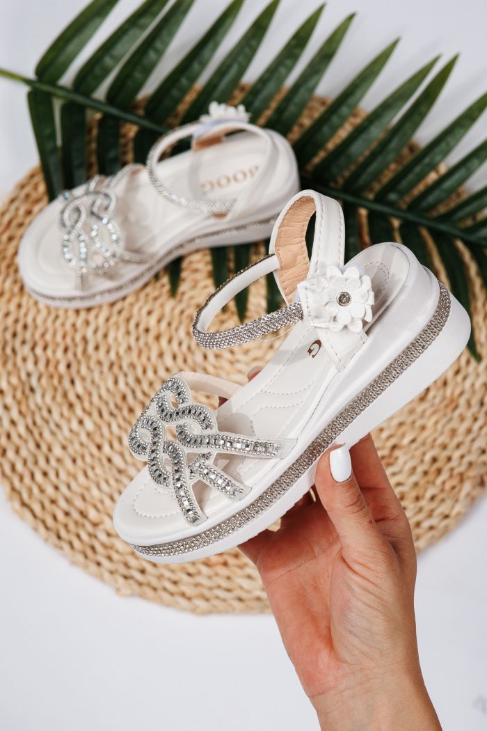 Sandale fete albe din piele ecologica Lilith2 #21752