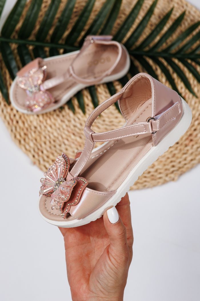 Sandale fete roz din piele ecologica Belinda #21921