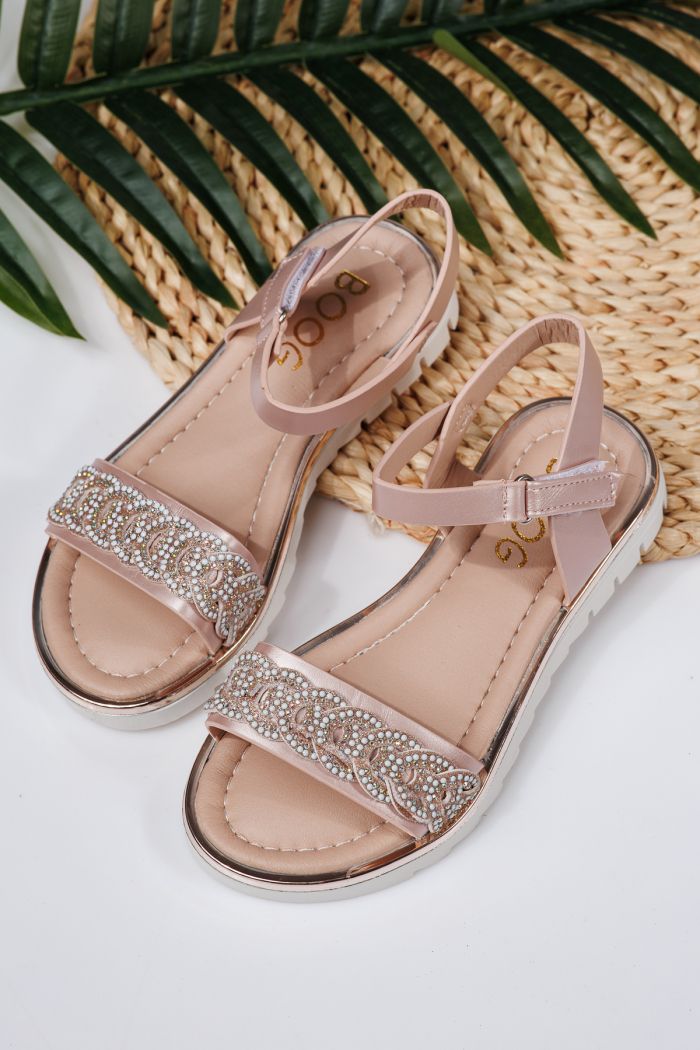 Sandale fete roz din piele ecologica Arden #21907