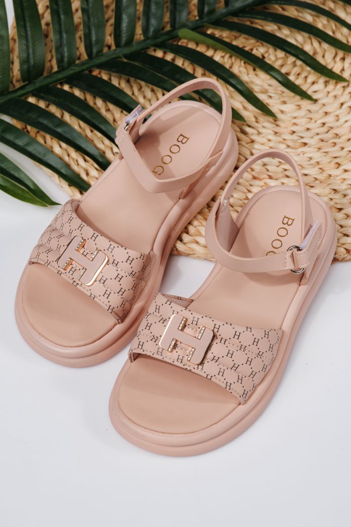 Sandale fete roz din piele ecologica Juliette #21934