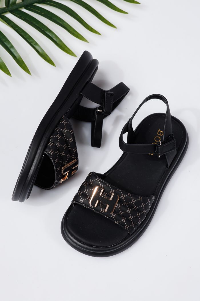 Sandale fete negre din piele ecologica Juliette #21933