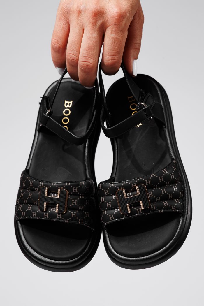 Sandale fete negre din piele ecologica Juliette #21933