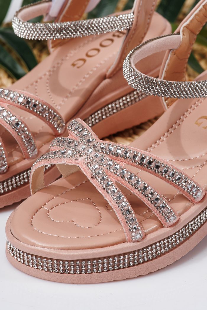 Sandale fete roz din piele ecologica Ophelia #21754