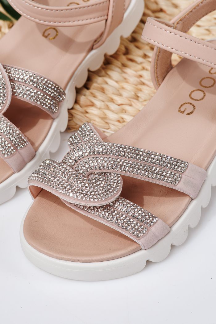 Sandale fete roz din piele ecologica Keira #21744
