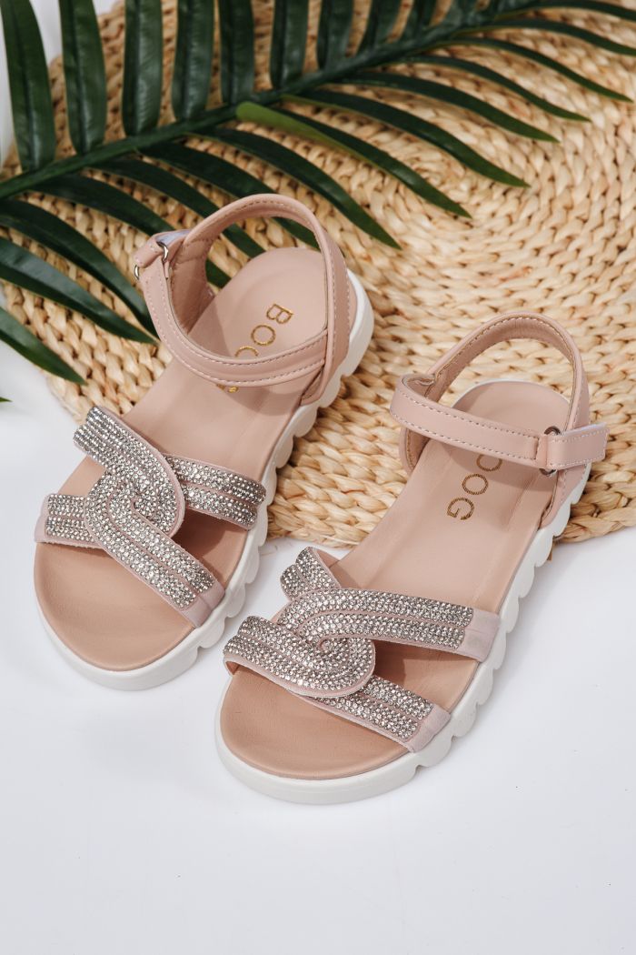 Sandale fete roz din piele ecologica Keira #21744