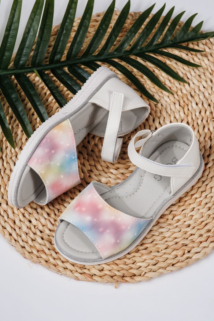 Sandale fete albe din piele ecologica Kaida2 #21728