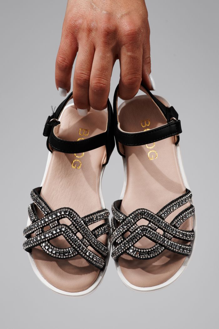 Sandale fete negre din piele ecologica Alegria #21881