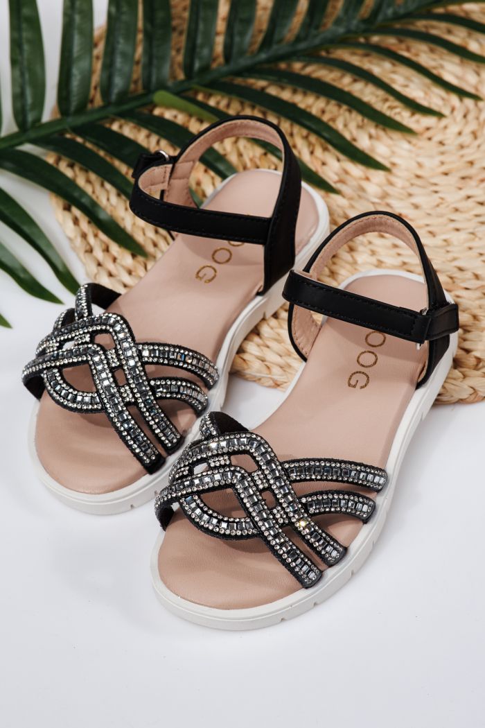 Sandale fete negre din piele ecologica Alegria #21881