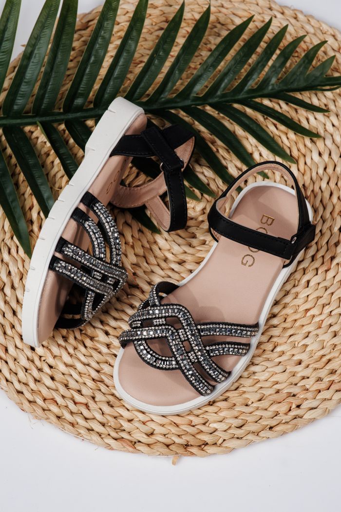 Sandale fete negre din piele ecologica Alegria #21881