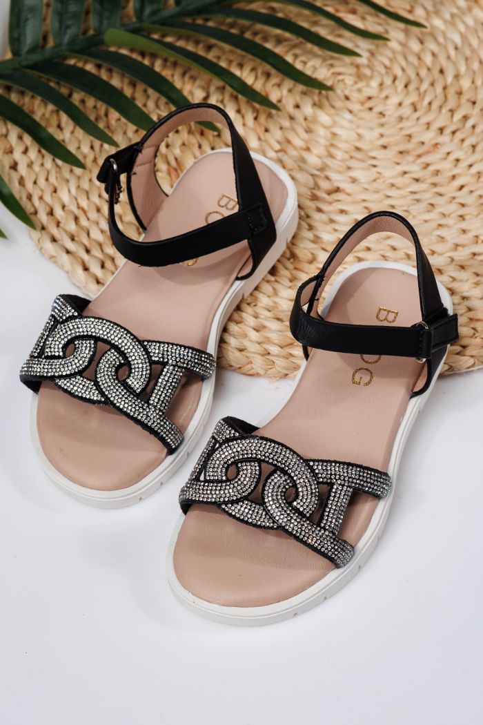 Sandale fete negre din piele ecologica Adina2 #21879