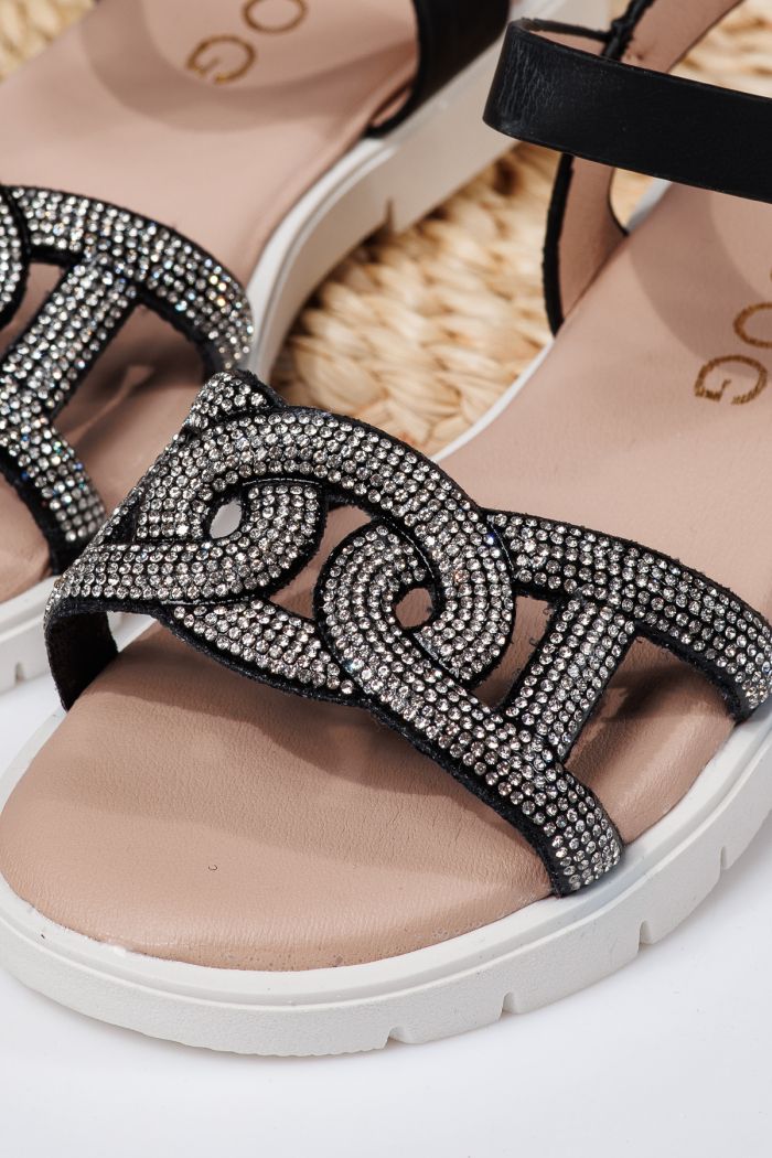 Sandale fete negre din piele ecologica Adina2 #21879