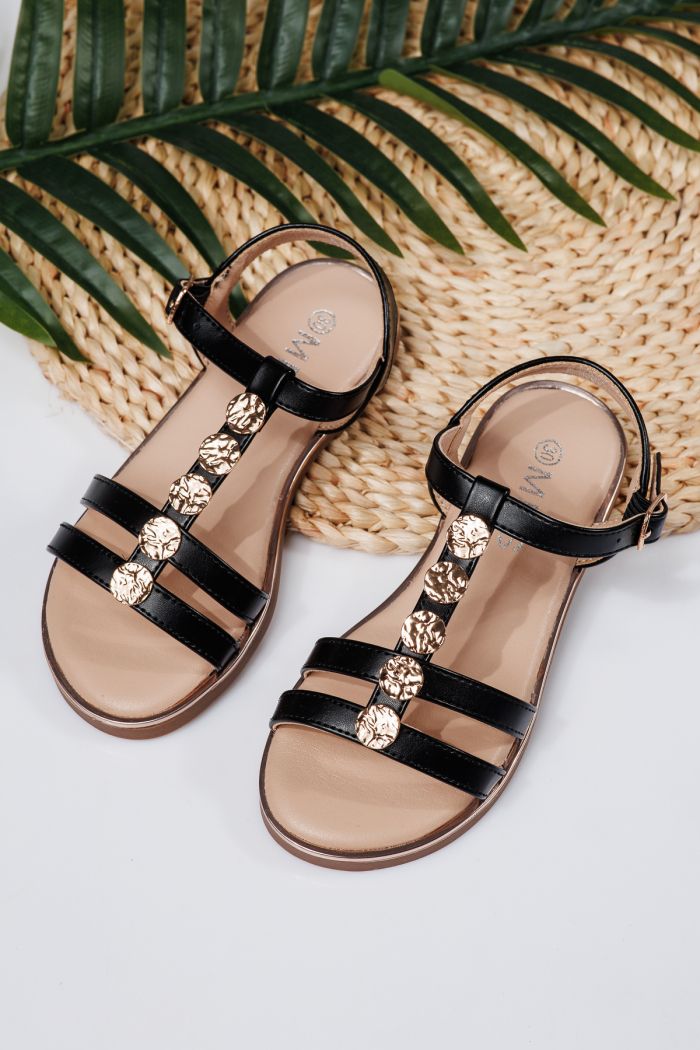 Sandale fete negre din piele ecologica Maria #21985