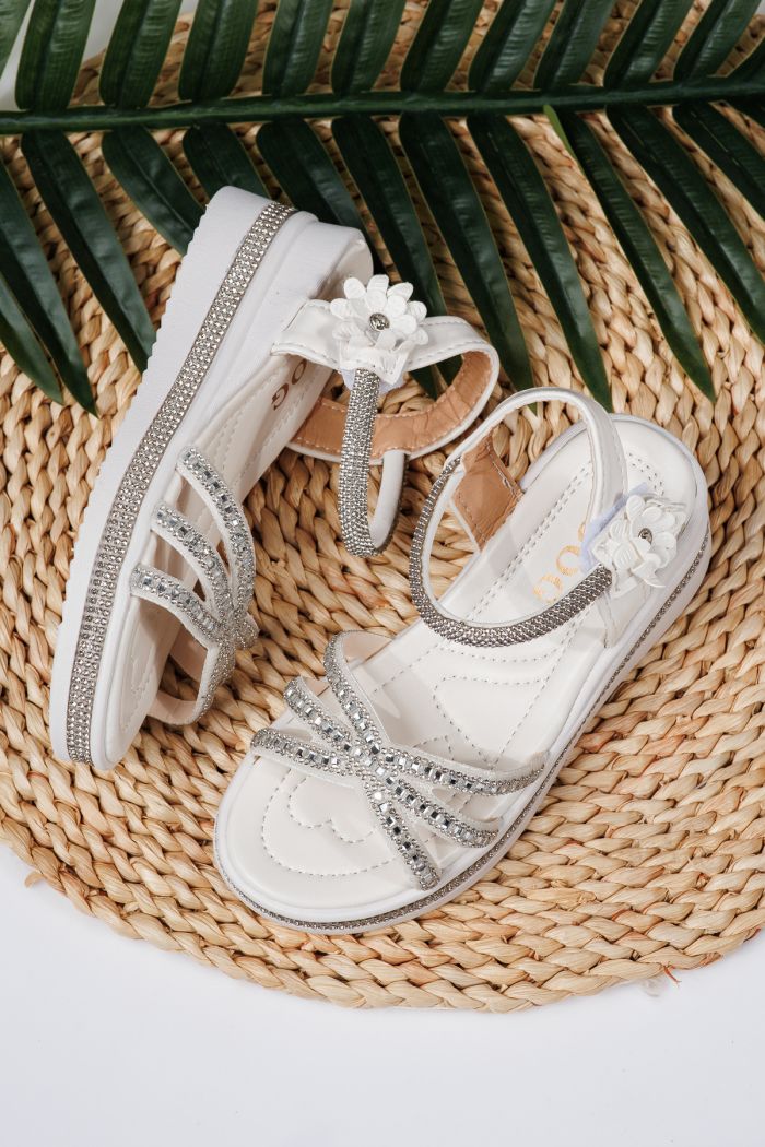 Sandale fete albe din piele ecologica Ophelia #21755