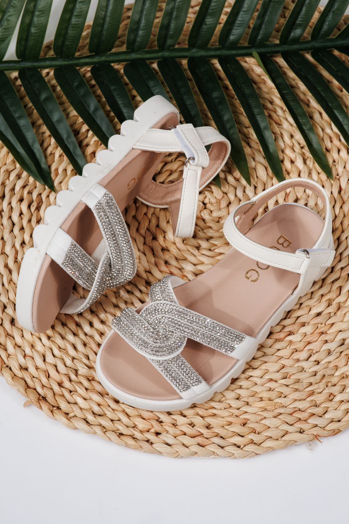 Sandale fete albe din piele ecologica Keira2 #21745