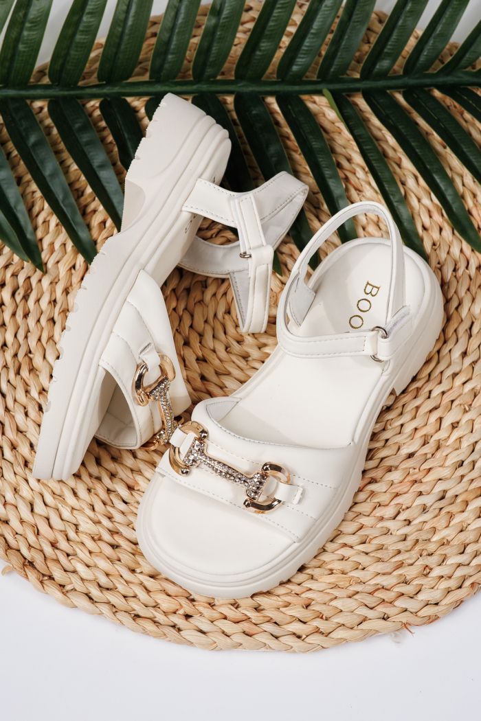 Sandale fete albe din piele ecologica Camille2 #21932