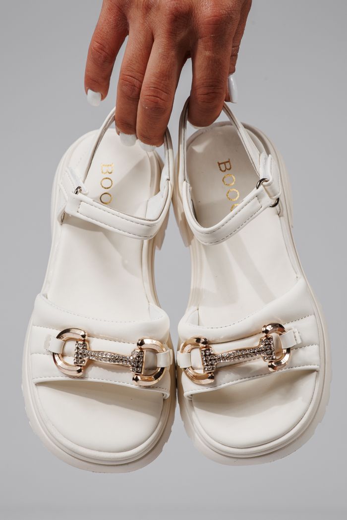 Sandale fete albe din piele ecologica Camille #21928