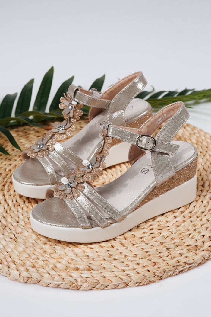 Sandale fete bej din piele ecologica Irene #22025