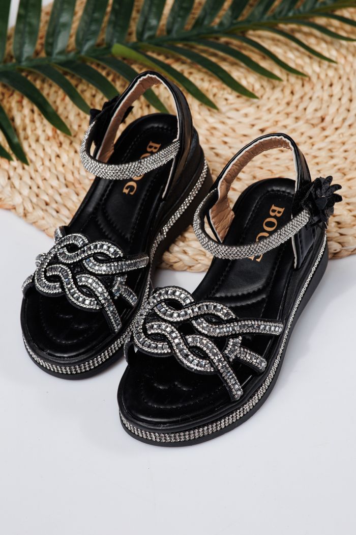 Sandale fete negre din piele ecologica Lilith #21748
