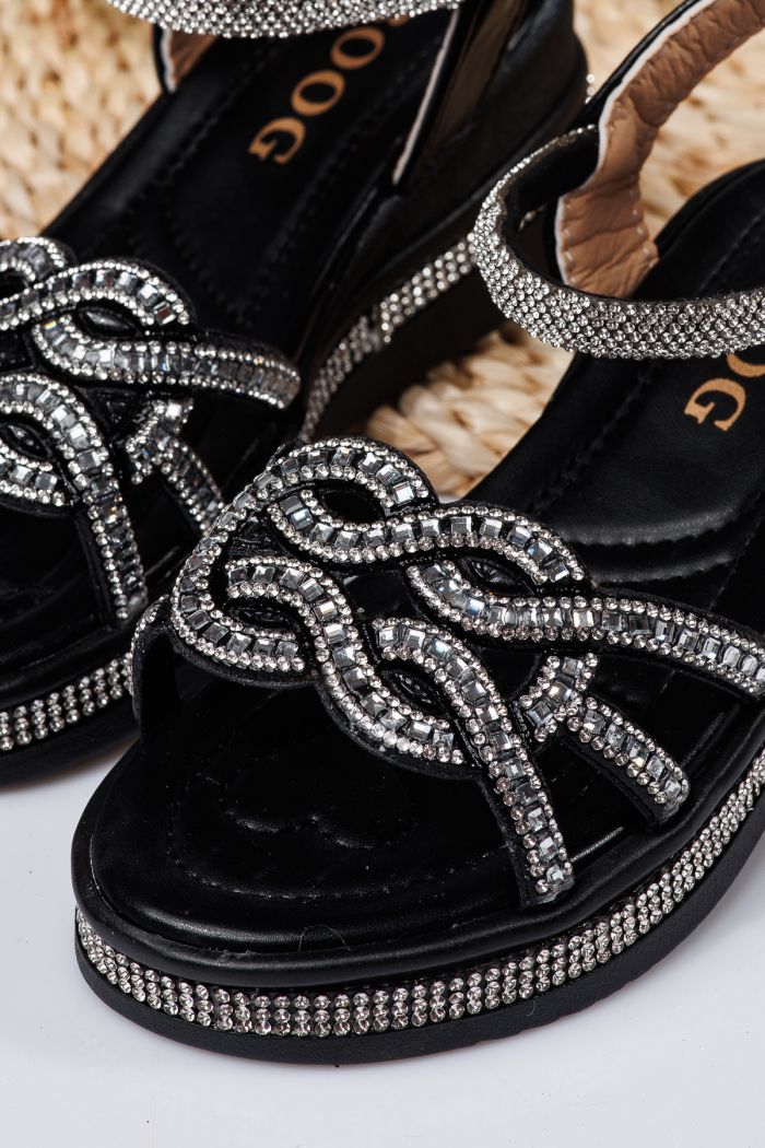 Sandale fete negre din piele ecologica Lilith #21748