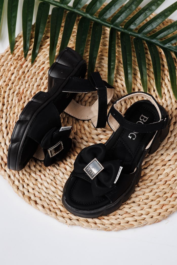 Sandale fete negre din piele ecologica Darya #21766