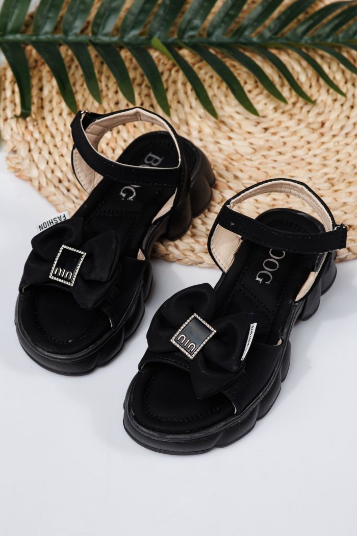 Sandale fete negre din piele ecologica Darya #21766