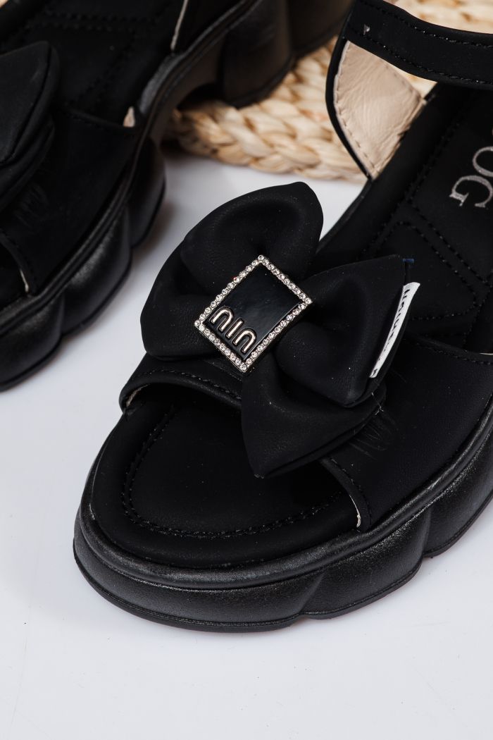 Sandale fete negre din piele ecologica Darya #21766