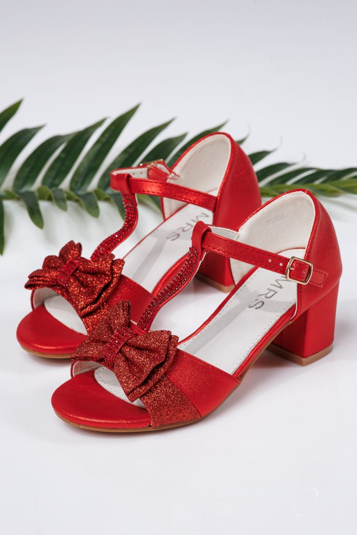 Sandale fete rosii din piele ecologica Mona #21945