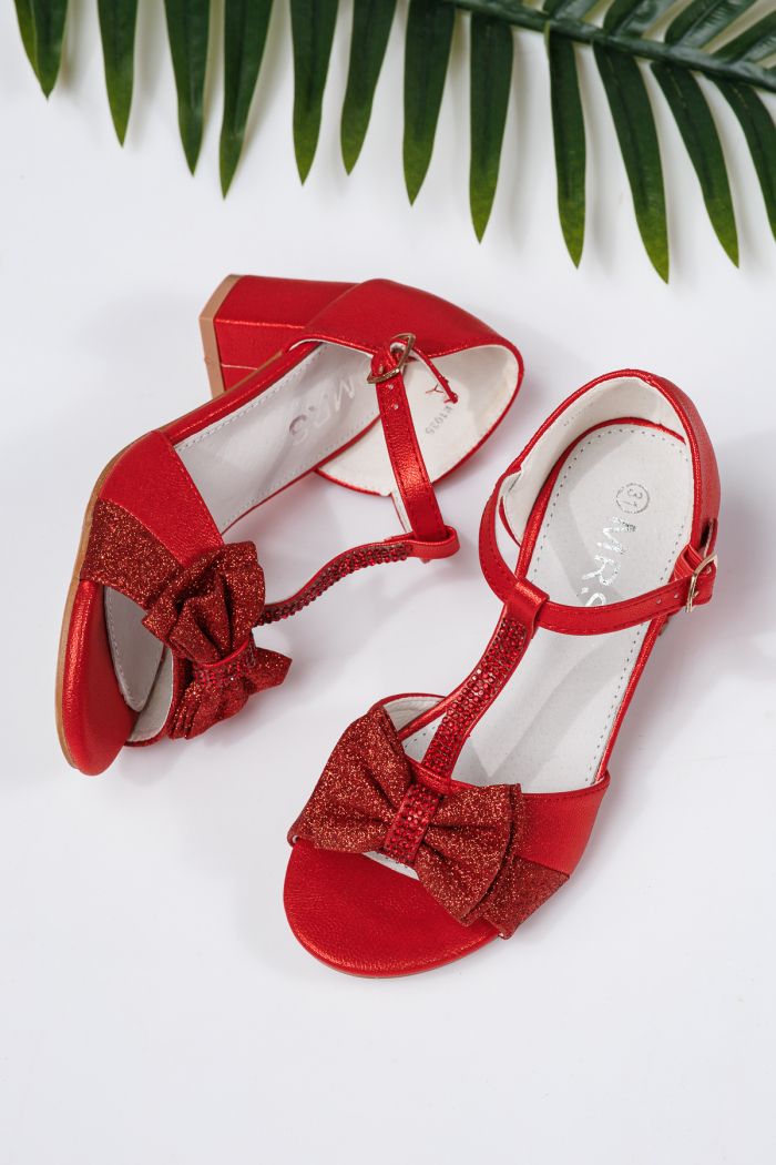 Sandale fete rosii din piele ecologica Mona #21945