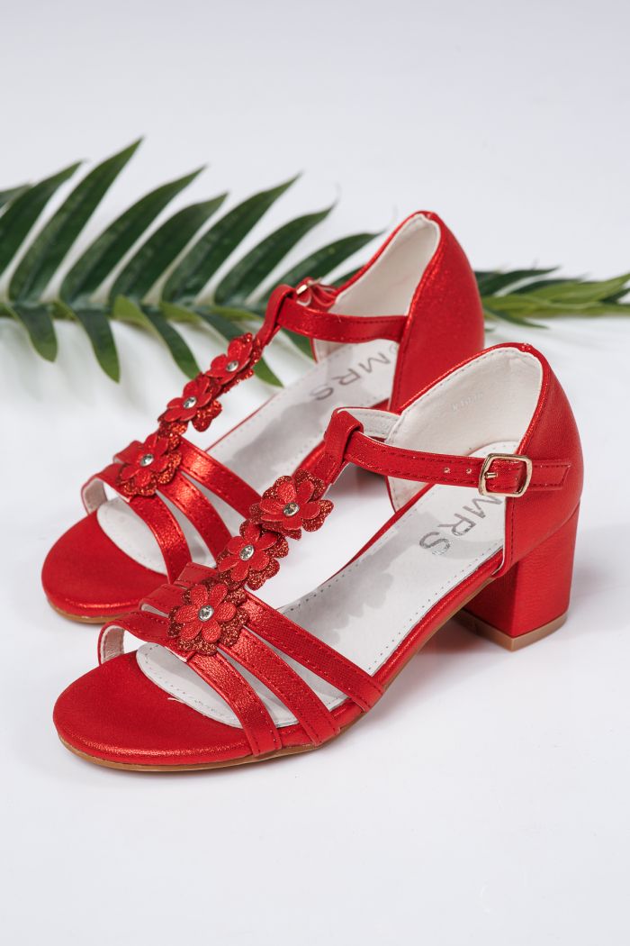 Sandale fete rosii din piele ecologica Alina #21942
