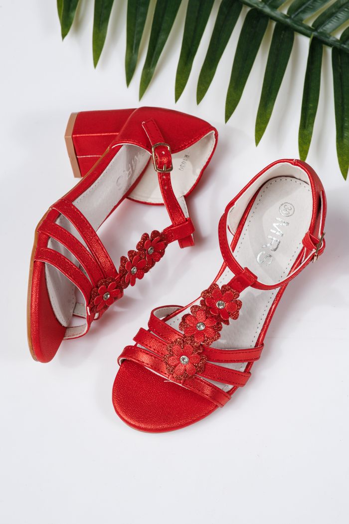 Sandale fete rosii din piele ecologica Alina #21942