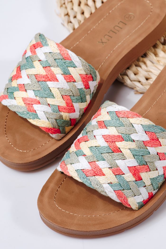 Papuci dama verzi din material textil Lola #22260