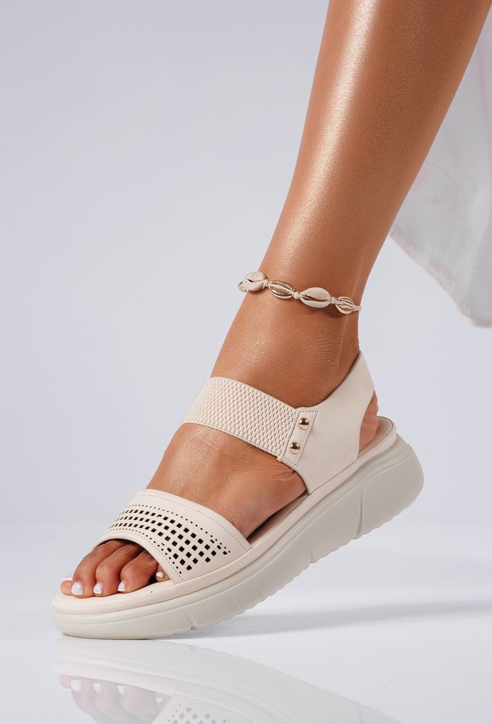 Sandale cu platforma dama bej din piele ecologica Magda #22405