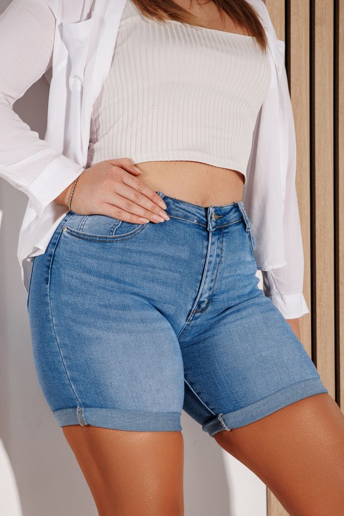 Blugi Scurti Batal Dama Pamela Albastri #A1151