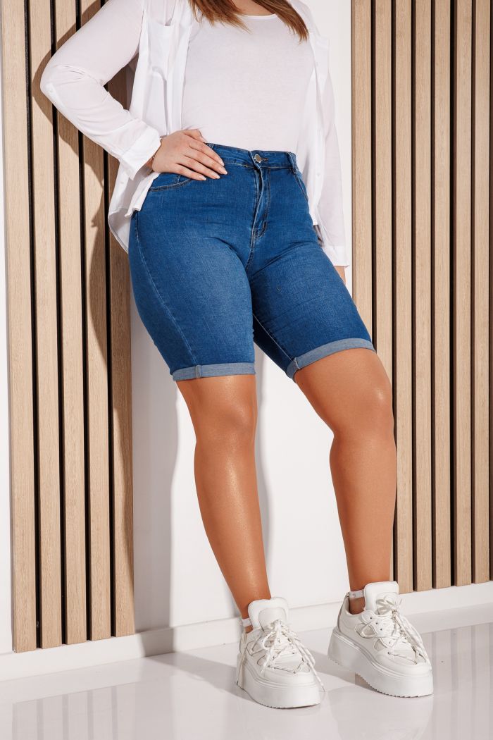 Blugi Scurti Batal Dama Sasha Albastri #A1155