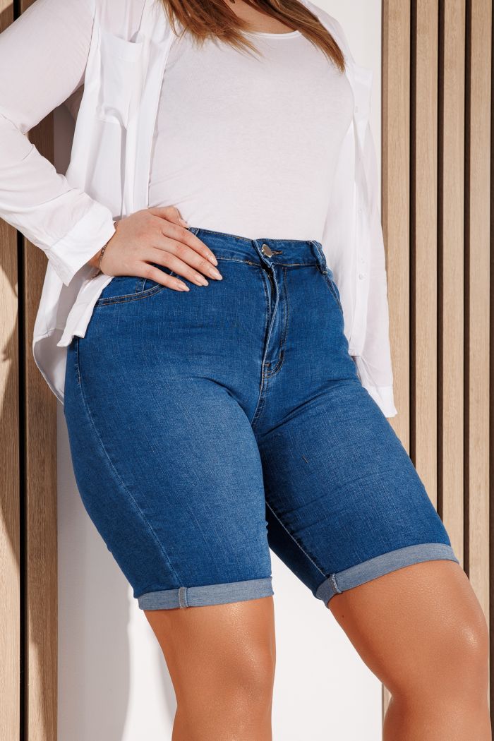 Blugi Scurti Batal Dama Sasha Albastri #A1155