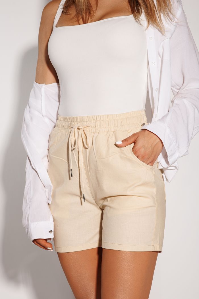 Pantaloni De Vara Scurti Dama Lissa Bej #A1130