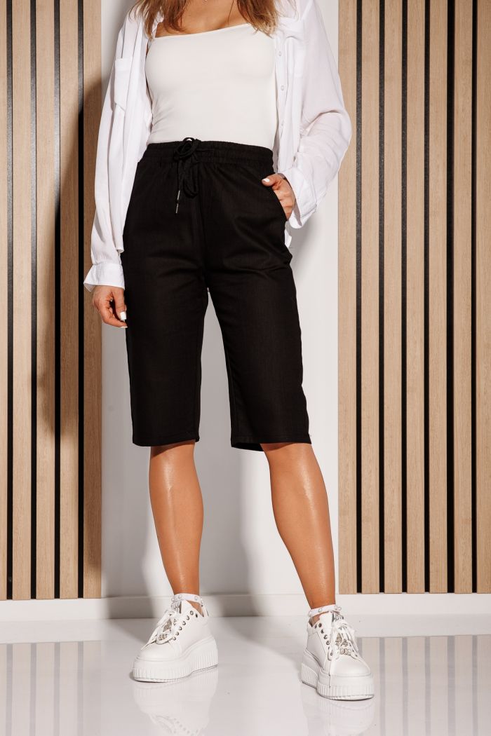 Pantaloni De Vara Trei Sferturi Dama Lissa2 Negri #A1140