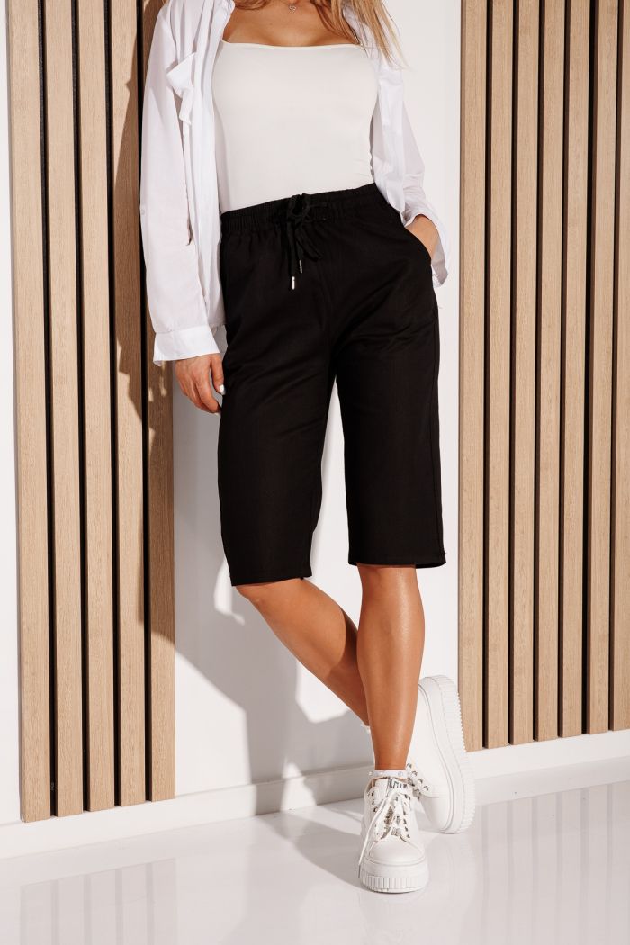 Pantaloni De Vara Trei Sferturi Dama Lissa2 Negri #A1140