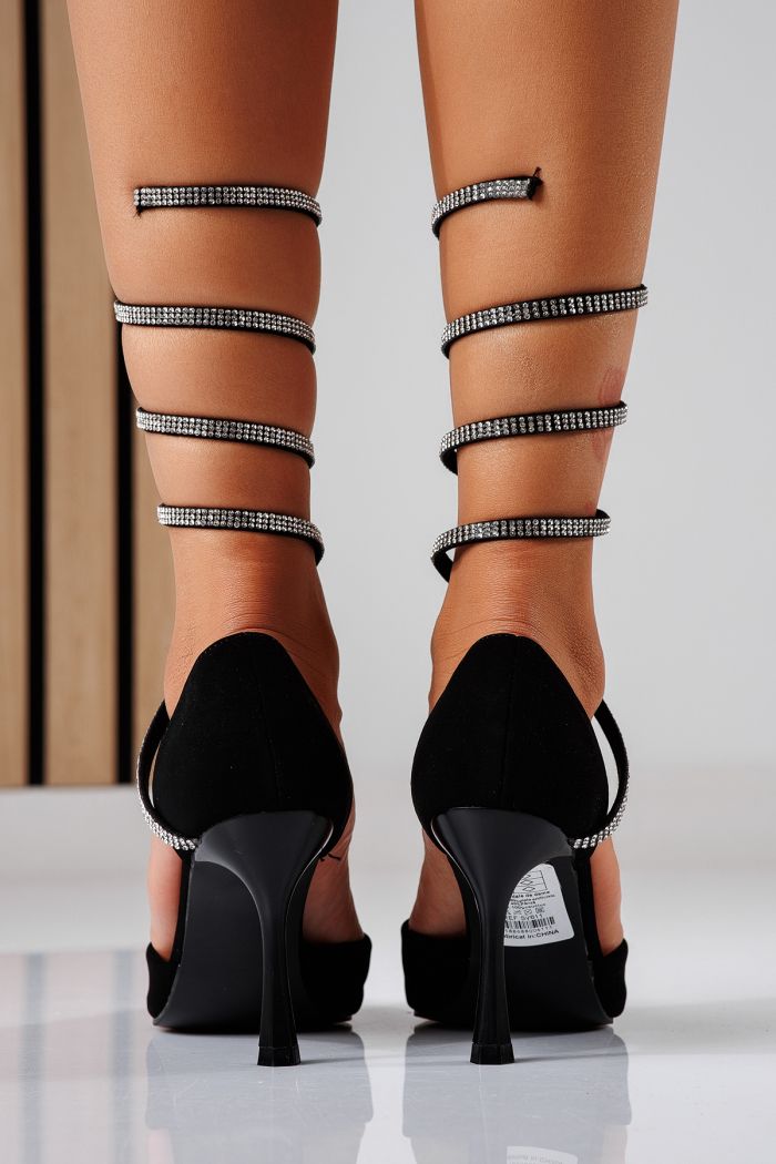 Pantofi cu toc dama negri din piele ecologica Lidia #22439