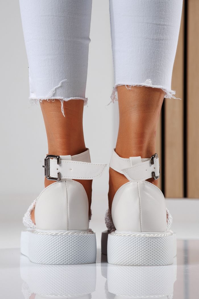 Pantofi casual dama albi din material textil Amira #22423